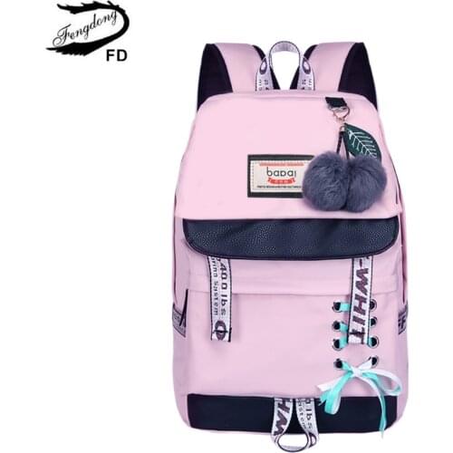 Fengdong cute girls school bags children flower bookbag school backpack female black floral schoolbag kids bookbag gift girl