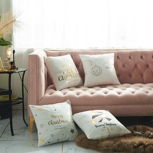 Fashion Bronzing Pillow Cover Living Room Sofa Cushion Cover without Core New Christmas Pattern Backrest Seat Cover