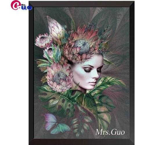 Full Square Round Drill 5d Flower Fairy Woman Diamond Embroidery DIY Diamond Painting Cross Stitch Kit Mosaic Kids Room Decor