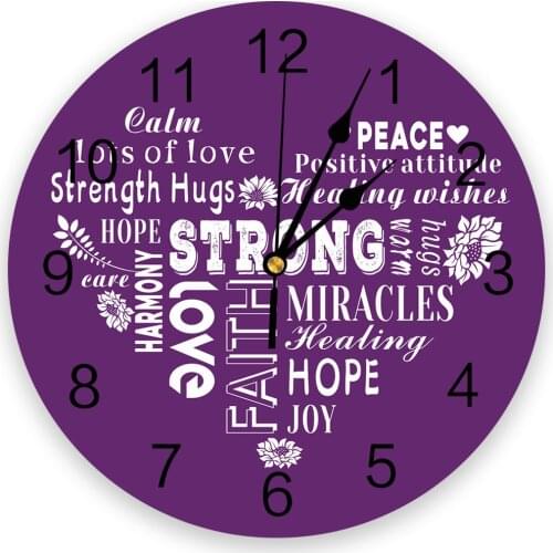 Love Warm Hugs Words Purple Creative Wall Clock For Home Office Decoration Living Room Bedroom Kids Room Hanging Watch