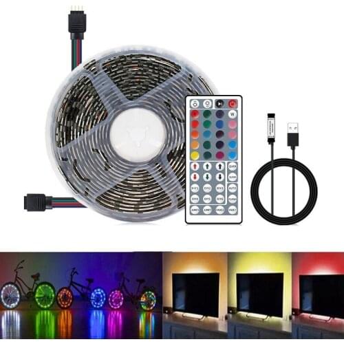 DC 5V USB Neon LED Strip Light,RGB SMD 5050 BPCB 1M-5M 60LED/M Waterproof LED Controller Remote,44 Keys TV Backlight