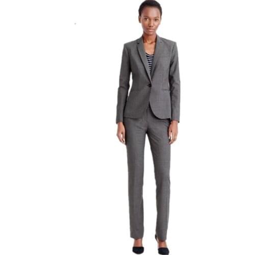 Grey Office Uniform Women Female Business Suit Women Pant Suits 2 Piece Tuxedos Suits for wedding Outfit Blazer Custom Made