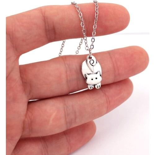 Pouncing cat pendant necklace kitten necklaces gift