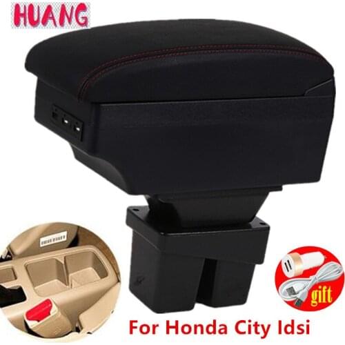 For Honda City Idsi Armrest Box For Honda City Interior Parts Car Armrest box Retrofit parts Storage box with USB LED