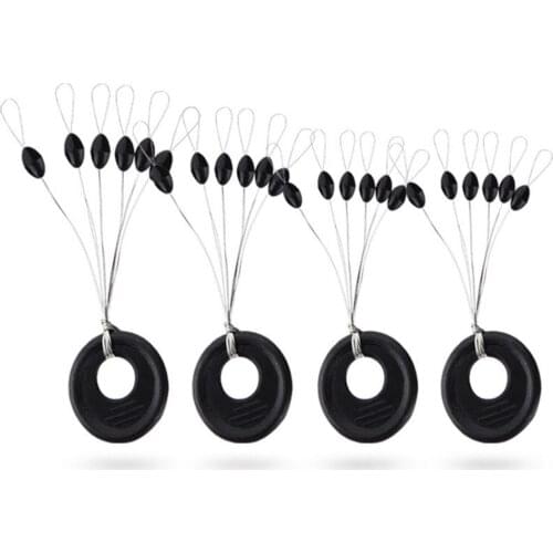 60 Pcs 10 Groups/Set Float 6 in 1 Black Rubber Stopper Fishing Bobber Space Bean Connector Fishing Line Tackle Accessories