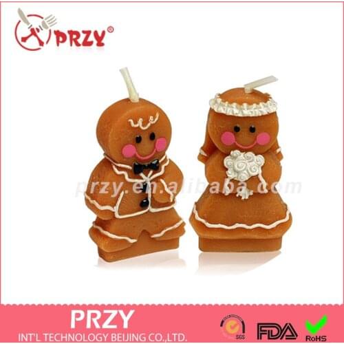PRZY New Year Wedding Supplies Creative Romantic Candle Mold Little Gingerbread Man Gift Silicone Molds Silica Gel Moulds 001