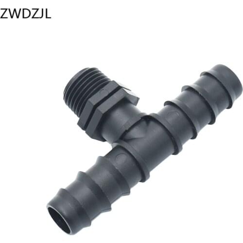Garden hose Male thread 1/2 to the 20mm hose tee barbed double way irrigation connector screw 3/4 water splitter 2pcs