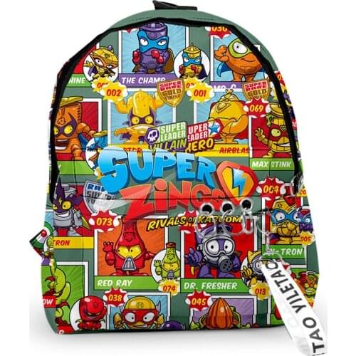 Trendy Superzings School Bags Travel Bags Boys Girls Cute Small Bags 3D Print Oxford Waterproof Key Chain Notebook Backpacks