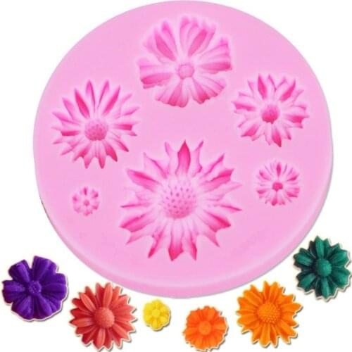 Beautiful Chrysanthemum Flowers Chocolate Party Cake Decorating Tools DIY Sunflower Baking Fondant Silicone Mold
