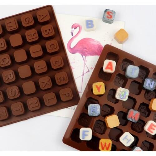 English Alphabet Silicone Chocolate Mold for Jelly Pudding Ice Cube Tray Soap Candy Dessert Cake Bakeware Mould Decorating Tools