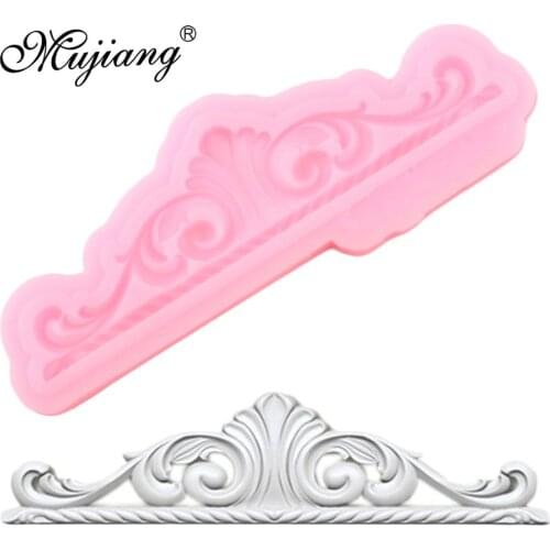 Mujiang Sugarcraft Flower Border Silicone Molds Scroll Relief Fondant Mold Cake Decorating Tools Candy Chocolate Gumpaste Moulds