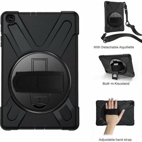 360 Rotation Silicone Tablet Case For Samsung Galaxy Tab A 10.1" 2019 SM-T510 T515 Hand Strap&Kickstand Protective Cover