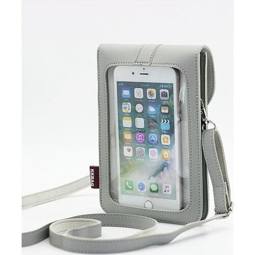 Sports mobile phone bag lock crossbody pu leather touch screen mobile phone bag diagonal women bag mobile phone sports bag