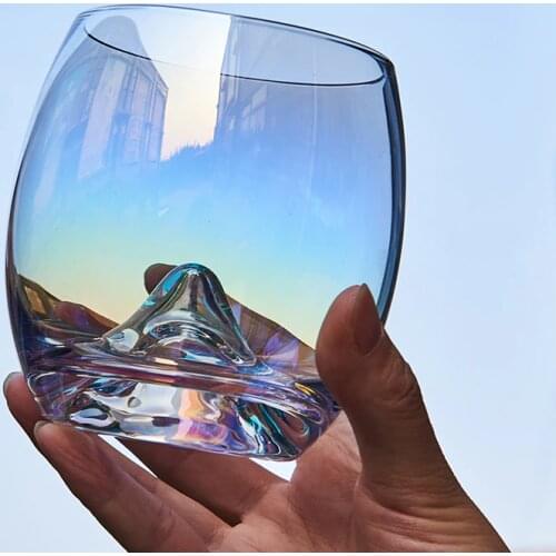 Rainbow Glass Cup, Water Cup, Egg Cup, Mountain Glass Cup, Wine Glass (370ml )- Mountain Egg Cup