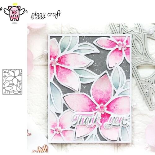 Piggy Craft metal cutting dies cut die mold Flowers rectangular frame Scrapbook paper craft knife mould blade punch stencils die