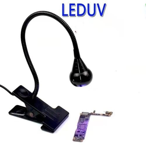 USB Ultraviolet Curing Lamp LED Blacklight Gooseneck Light with Clamp UV Light Fixture Black Light Lamp for Stain Detection