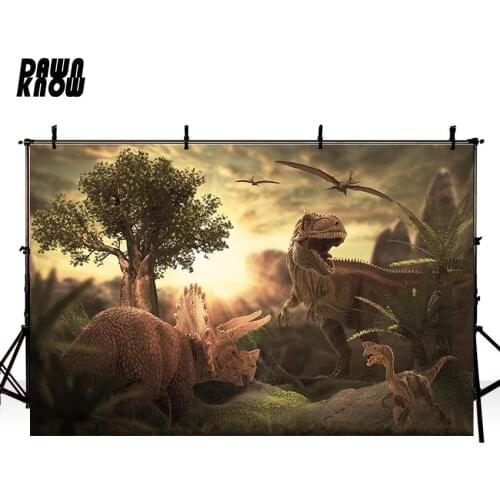 DAWNKNOW Dinosaur Vinyl Photography Background For Baby Tree Sunshine Photo Shoot Backdrop For Family Photo Studio G850