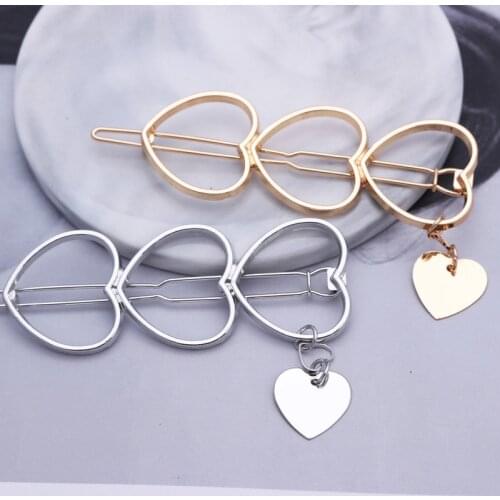 Gold Hair Clip Women Hair Accessories Hair Pin Metal Geometric Alloy Moon Circle Heart Hairgrip Barrette Girls Styling Tool