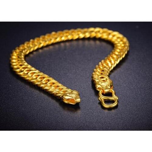 Hot sale Fine 999 24K Yellow Gold Bracelet / Perfect Boss Link Chain Bracelet 12.03g