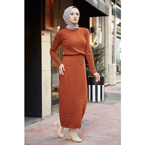 TUGBA Knitwear Waist Shirred Dress Muslim women dresses for women Muslim long dress Muslim women turkey muslim dress women