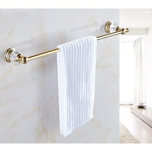 Leyden Zinc Alloy Golden Polished Towel Bar,Modern Crystal 24Inch Lengh Towel Rack Wall Mounted