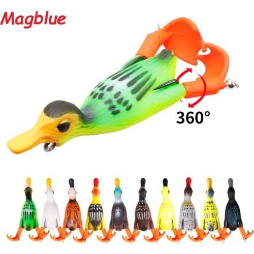 1pcs Tractor duck bait Floating Top Water Rotating Propeller Flippers Duck Soft Fishing Lure Frog 9.5cm/12g Tackle Accessories