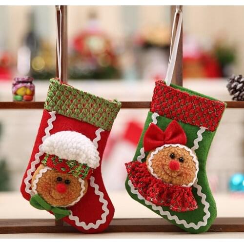 Christmas Gingerbread boy Cookie girl Socks Candy Bag Christmas Socks Christmas Ornaments Tree Pendant