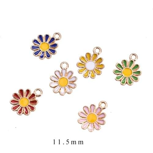 10pcs/Lot Flower 11.5mm Diy Handmade Oil Enamel Charms Design for Jewelry Making Earring Bracelet or Necklace