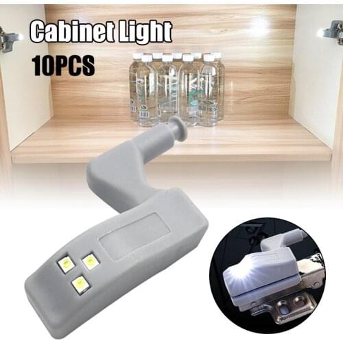 10pcs Smart Universal Cupboard 3 Led Hinge Lights Under Cabinet For Modern Kitchen Home 0.25w Inner Sensor Light Hardware