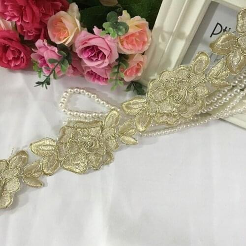 2-5Yards Lace Patchwork Material Gold Embroidered Lace Ribbon DIY Sewing Lace Trim Headwear Accessories Handmade Craft 6cm