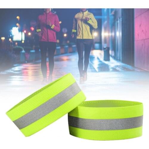 2pcs Outdoor Sports Reflective Bracelet Polyester Adjustable High-Gloss Reflective Arm Calf Belt Outdoor Safety Products