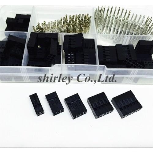 350PCS 2.54MM 2*2P/3P/4P/5P/6P pin Dupont Plastic Shell /plug Dupont Jumper Female Housing connector Male Female Double Row