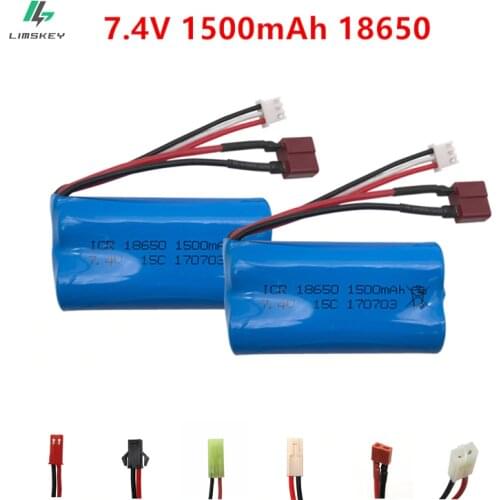 7.4V 1500mAh 18650 lipo battery For Udi U12A Syma S033g Q1 H100 H101 H102 H103 FT009 rc boats model aircraft EL-2P/SM/JST/T Plug