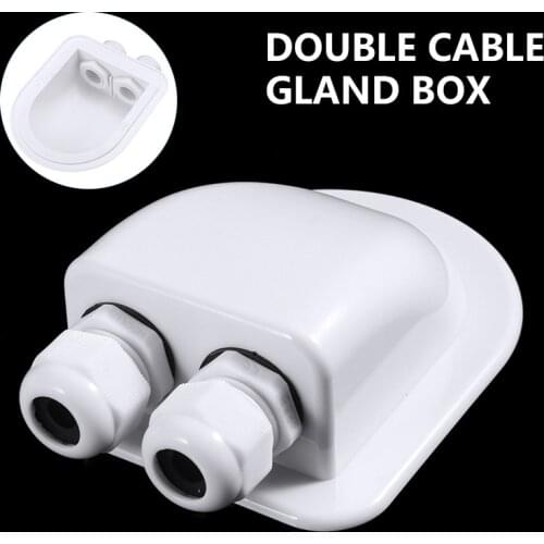 White Double Cable Entry Gland Roof Top Solar Panel Gland Box For RV Boat Accessories Roof Cable Gland Box