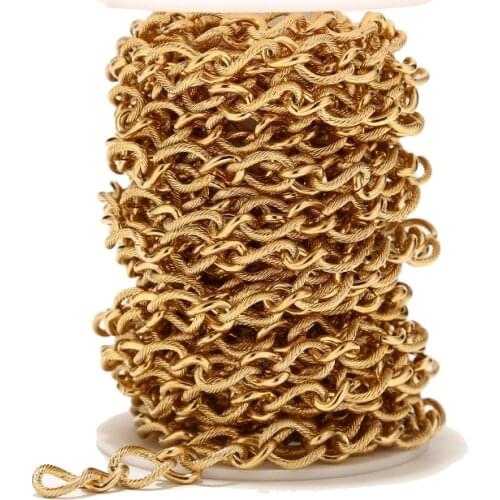 10MM width stainless steel Curb Link Chain Spool for Jewelry Making gold tone