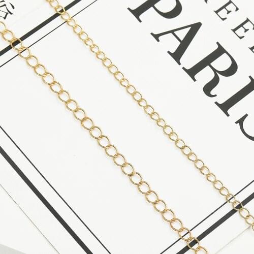 18K Gold Plated Open Link Ring Extension Necklace Chains 3/4 mm Width 1Meter Tail Extender Chain For Jewelry Making Supplies