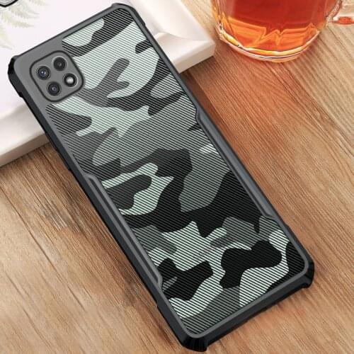 For Samsung Galaxy A22 5G 4G Case Camouflage Acrylic Shockproof Airbags Armor Cover For Samsung M32 Coque Rzants