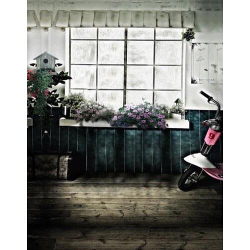 Wooden Floor Vintage House Flowers Photography Backdrops Photo Props Studio Background 5x7ft