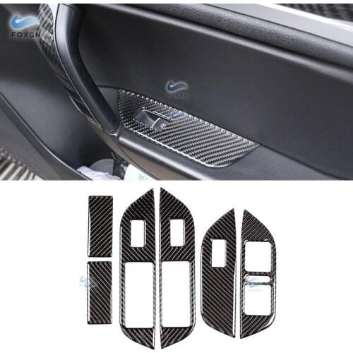 For VW Touareg 2011 2012 2013 2014 2015 2016 2017 2018 Carbon Fiber Car Interior Window Panel Switch Button Frame Cover Trim