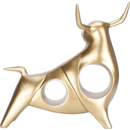 Home decoration Metal Abstract Bull Sculpture Hollow Resin Look Up Ox Statue Animal Craft Ornament Room Decor Gold home