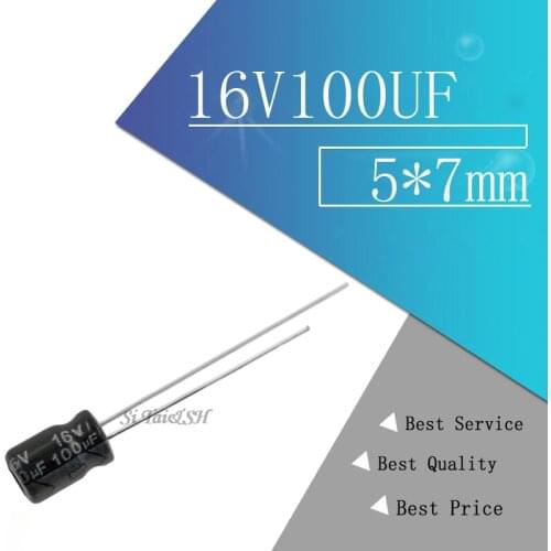 50PCS Higt quality 16V100UF 5*7mm 100UF 16V 5*7 Electrolytic capacitor