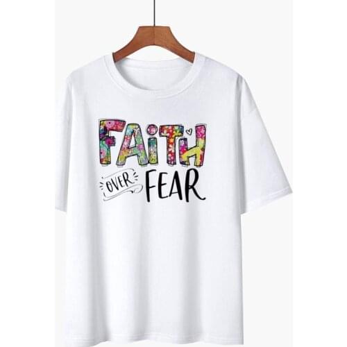 Faith Over Fear T-Shirt Fashion Cotton Tops Casual Loose Men Short Sleeve Tees