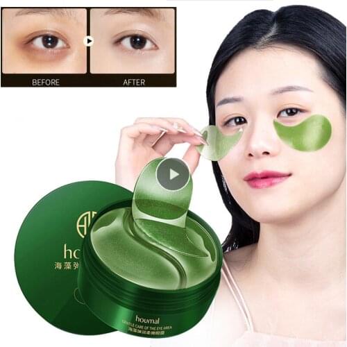 HOUMEI 60pcs Seaweed Collagen Masks Natural Moisturizing Gel Eye Patches Remove Dark Circles Anti-age Eyes Bag Wrinkle Skin Care
