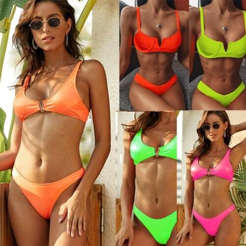 Fashion Women Bikini Summer High Waist Bikini Bra Panties Set Push Up Swimsuit Bathing Swimwear Beach Wear