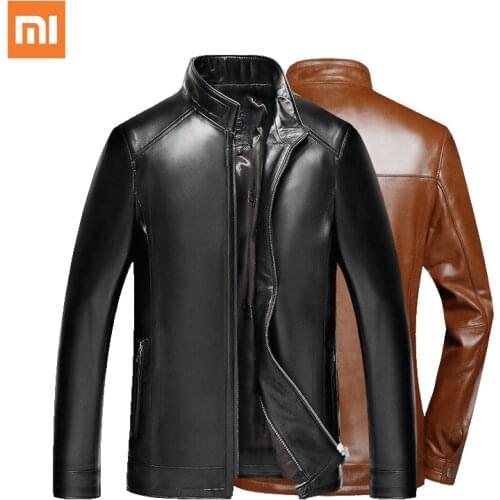 Xiaomi Sheepskin Classic Slim Jacket First Layer Genuine Leather Windproof Warm Soft Comfortable Outwear Male PU Leather Coats