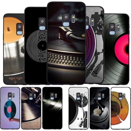 Black Vinyl Record Player Soft Case For Samsung S20 S10 S9 S8 S7 S6 EDGE Plus Lite For Note 8 9 10 Cover A7 A8 A9 black Cases