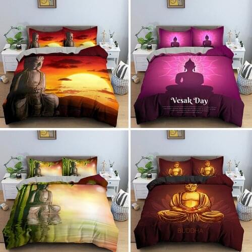 Bohemian Buddhism 3D Print Buddha Bedding Set 2/3 Pieces Mandala Bed Quilt Cover Single Double King Size Bed Sets Bedspread