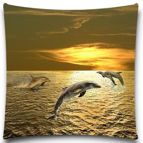 Playing Jumping of dolphin Throw Pillow Case cotton polyester Sofa for Bedding Wedding Home Decorative 18*18 inch 5 size 9 style
