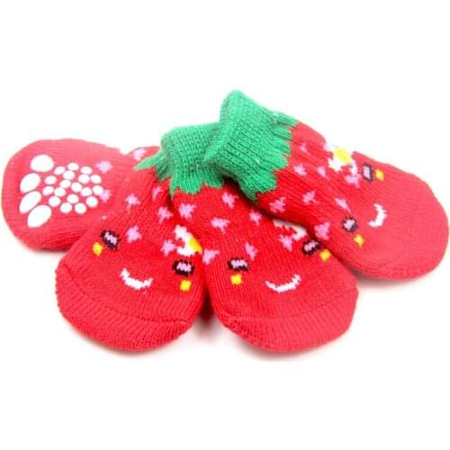 4PCS Christmas Dog Socks Anti-Slip Knit Socks Winter Small Pet Cat Socks Dog Thick Warm Paw Protector Dog Socks Newest