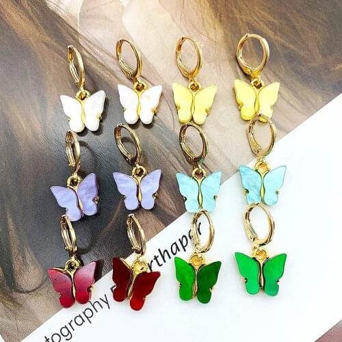 JOUVAL New Sweet Butterfly Hoop Earrings For Women Girl Brincos Female Vintage Circle Ear Korean Japan Fashion Jewelry 2021